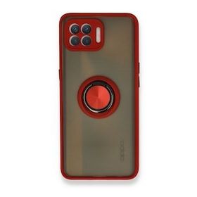Oppo Reno 4 Lite Montreal Yüzüklü Silikon Kapak Kırmızı Kılıf