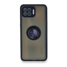 Oppo Reno 4 Lite Montreal Yüzüklü Silikon Kapak Lacivert Kılıf