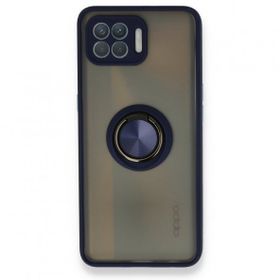 Oppo Reno 4 Lite Montreal Yüzüklü Silikon Kapak Lacivert Kılıf