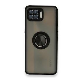 Oppo Reno 4 Lite Montreal Yüzüklü Silikon Kapak Siyah Kılıf