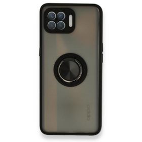 Oppo Reno 4 Lite Montreal Yüzüklü Silikon Kapak Siyah Kılıf