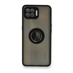 Oppo Reno 4 Lite Montreal Yüzüklü Silikon Kapak Siyah Kılıf