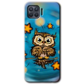 Oppo Reno 4 Lite Owl Bird Stars Baskılı Uyumlu Silikon Kılıf