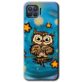 Oppo Reno 4 Lite Owl Bird Stars Baskılı Uyumlu Silikon Kılıf