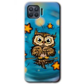Oppo Reno 4 Lite Owl Bird Stars Baskılı Uyumlu Silikon Kılıf