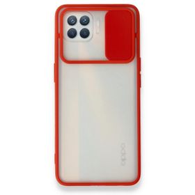 Oppo Reno 4 Lite Palm Buzlu Kamera Sürgülü Silikon Kırmızı Kılıf