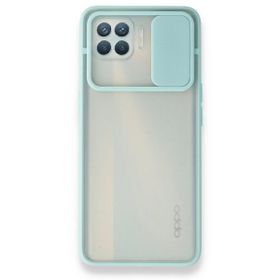 Oppo Reno 4 Lite Palm Buzlu Kamera Sürgülü Silikon Turkuaz Kılıf