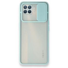 Oppo Reno 4 Lite Palm Buzlu Kamera Sürgülü Silikon Turkuaz Kılıf