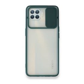 Oppo Reno 4 Lite Palm Buzlu Kamera Sürgülü Silikon Yeşil Kılıf