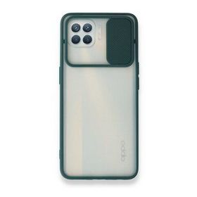 Oppo Reno 4 Lite Palm Buzlu Kamera Sürgülü Silikon Yeşil Kılıf