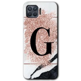 Oppo Reno 4 Lite Pembe Mermer Desenli C Harfi Baskılı Uyumlu Silikon Kılıf