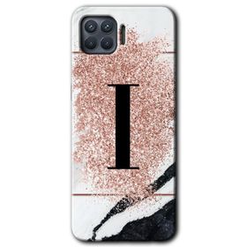 Oppo Reno 4 Lite Pembe Mermer Desenli C Harfi Baskılı Uyumlu Silikon Kılıf
