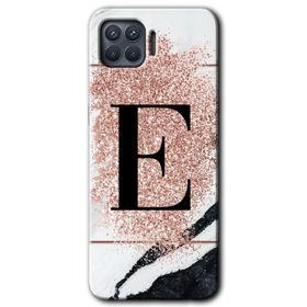 Oppo Reno 4 Lite Pembe Mermer Desenli C Harfi Baskılı Uyumlu Silikon Kılıf