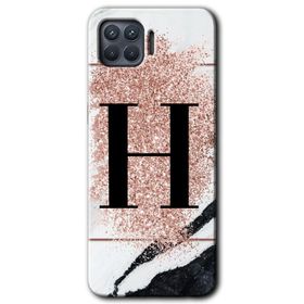 Oppo Reno 4 Lite Pembe Mermer Desenli C Harfi Baskılı Uyumlu Silikon Kılıf