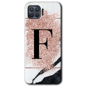 Oppo Reno 4 Lite Pembe Mermer Desenli C Harfi Baskılı Uyumlu Silikon Kılıf