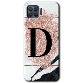 Oppo Reno 4 Lite Pembe Mermer Desenli C Harfi Baskılı Uyumlu Silikon Kılıf