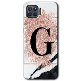 Oppo Reno 4 Lite Pembe Mermer Desenli G Harfi Baskılı Uyumlu Silikon Kılıf