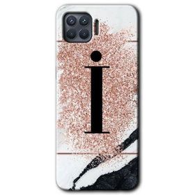 Oppo Reno 4 Lite Pembe Mermer Desenli İ Harfi Baskılı Uyumlu Silikon Kılıf