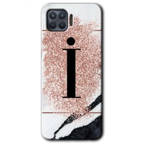Oppo Reno 4 Lite Pembe Mermer Desenli İ Harfi Baskılı Uyumlu Silikon Kılıf
