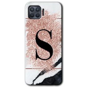 Oppo Reno 4 Lite Pembe Mermer Desenli K Harfi Baskılı Uyumlu Silikon Kılıf