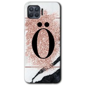 Oppo Reno 4 Lite Pembe Mermer Desenli K Harfi Baskılı Uyumlu Silikon Kılıf
