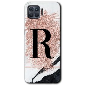 Oppo Reno 4 Lite Pembe Mermer Desenli K Harfi Baskılı Uyumlu Silikon Kılıf
