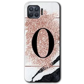 Oppo Reno 4 Lite Pembe Mermer Desenli O Harfi Baskılı Uyumlu Silikon Kılıf