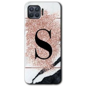 Oppo Reno 4 Lite Pembe Mermer Desenli S Harfi Baskılı Uyumlu Silikon Kılıf