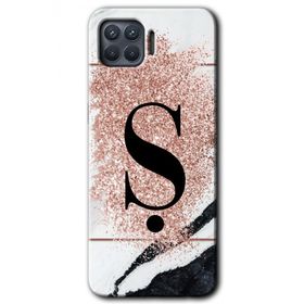 Oppo Reno 4 Lite Pembe Mermer Desenli S Harfi Baskılı Uyumlu Silikon Kılıf