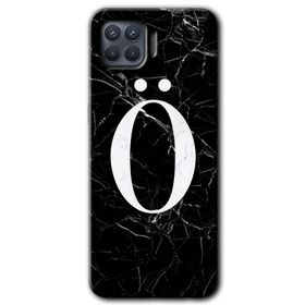 Oppo Reno 4 Lite Siyah Mermer Desenli Ö Harfi Baskılı Uyumlu Silikon Kılıf