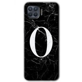 Oppo Reno 4 Lite Siyah Mermer Desenli Ö Harfi Baskılı Uyumlu Silikon Kılıf