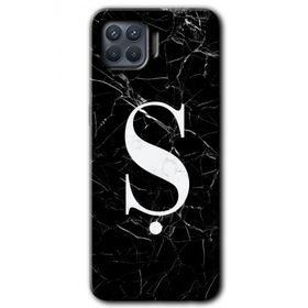 Oppo Reno 4 Lite Siyah Mermer Desenli Ş Harfi Baskılı Uyumlu Silikon Kılıf