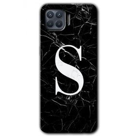 Oppo Reno 4 Lite Siyah Mermer Desenli Ş Harfi Baskılı Uyumlu Silikon Kılıf