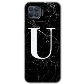 Oppo Reno 4 Lite Siyah Mermer Desenli Ü Harfi Baskılı Uyumlu Silikon Kılıf