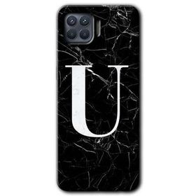 Oppo Reno 4 Lite Siyah Mermer Desenli Ü Harfi Baskılı Uyumlu Silikon Kılıf