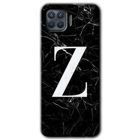 Oppo Reno 4 Lite Siyah Mermer Desenli Z Harfi Baskılı Uyumlu Silikon Kılıf
