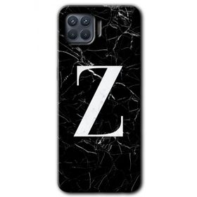 Oppo Reno 4 Lite Siyah Mermer Desenli Z Harfi Baskılı Uyumlu Silikon Kılıf