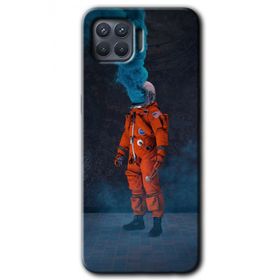 Oppo Reno 4 Lite Smoke Astronot Baskılı Uyumlu Silikon Kılıf