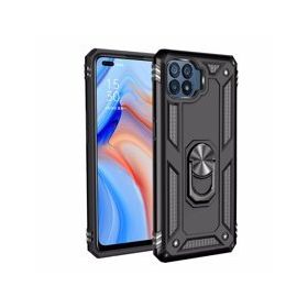 Oppo Reno 4 Lite Sofya Yüzüklü Silikon Kapak Siyah Kılıf