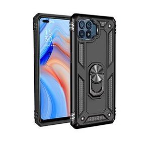 Oppo Reno 4 Lite Sofya Yüzüklü Silikon Kapak Siyah Kılıf