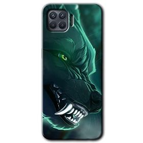Oppo Reno 4 Lite Yeşil Kurt Baskılı Uyumlu Silikon Kılıf