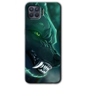 Oppo Reno 4 Lite Yeşil Kurt Baskılı Uyumlu Silikon Kılıf