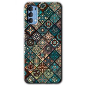 Oppo Reno 4 Mandala Desen Baskılı Uyumlu Silikon Kılıf