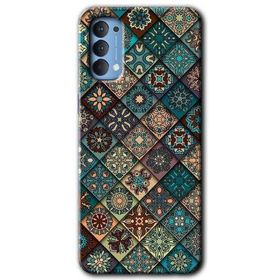 Oppo Reno 4 Mat Mandala Baskılı Uyumlu Silikon Kılıf