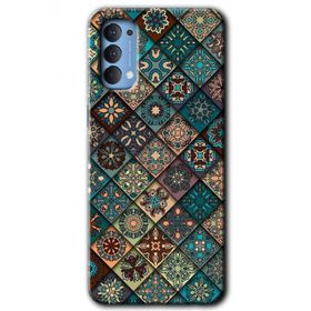 Oppo Reno 4 Mat Mandala Baskılı Uyumlu Silikon Kılıf