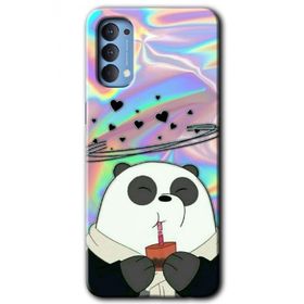 Oppo Reno 4 Milkshake Panda Baskılı Uyumlu Silikon Kılıf