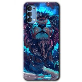 Oppo Reno 4 Neon Aslan Baskılı Uyumlu Silikon Kılıf