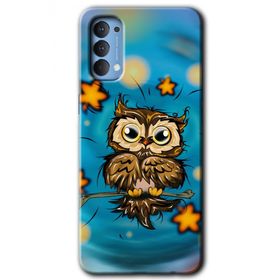 Oppo Reno 4 Owl Bird Stars Baskılı Uyumlu Silikon Kılıf