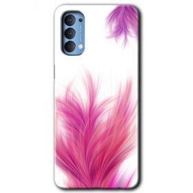 Oppo Reno 4 Pembe Tüy Baskılı Uyumlu Silikon Kılıf