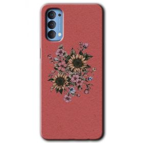 Oppo Reno 4 Retro Çiçek Baskılı Uyumlu Silikon Kılıf